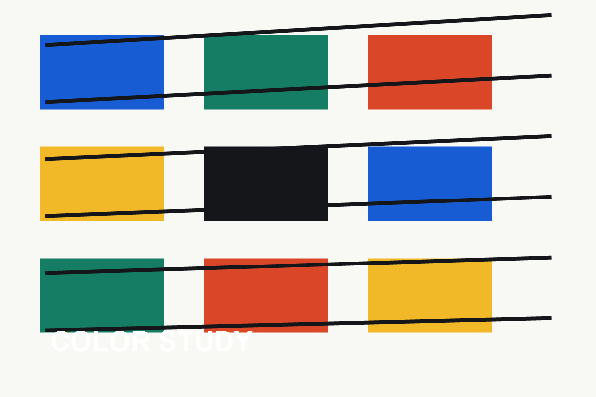 Abstract color study with bold print blocks